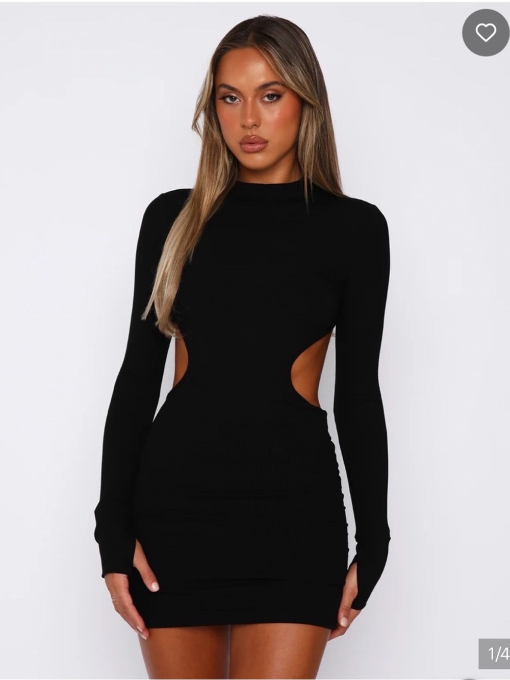 White Fox Boutique Black Long-Sleeve Cutout Bodycon Dress